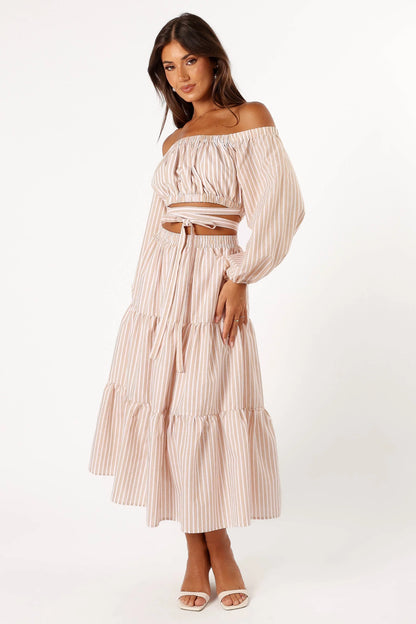 Emilia Wrap Top Beige Ivory