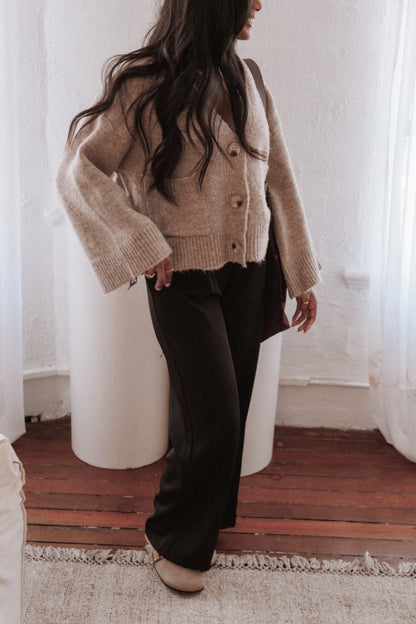 Fern Wide Sleeve Cardigan Mushroom