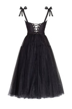 Adorable midi tie strap black tulle dress
