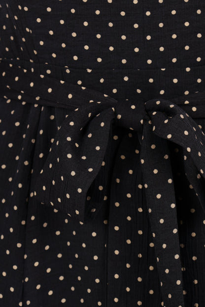 Ettie Long Sleeve Midi Dress Black Polka Dot