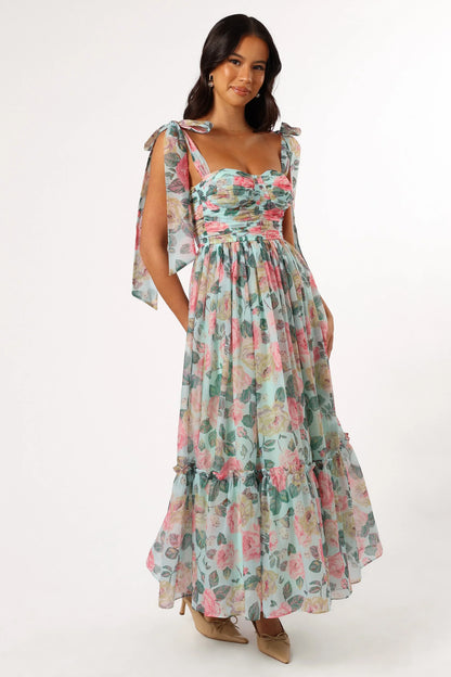 Floret Midi Dress Blue Multi