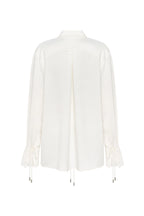 Front tie satin blouse in white Xo Xo