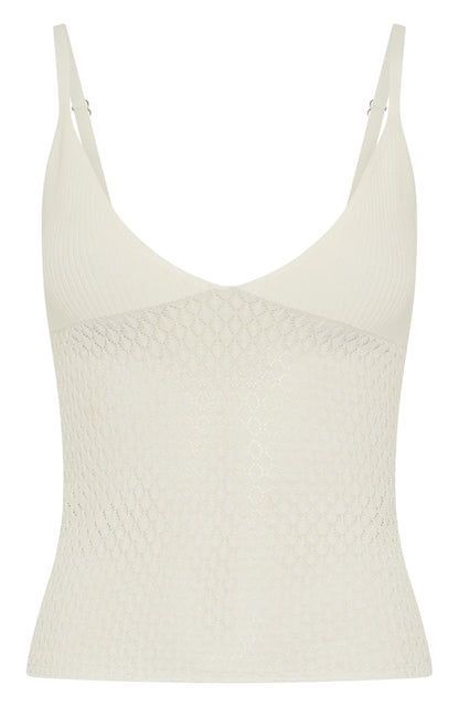 Stand And Stare Knit Top White