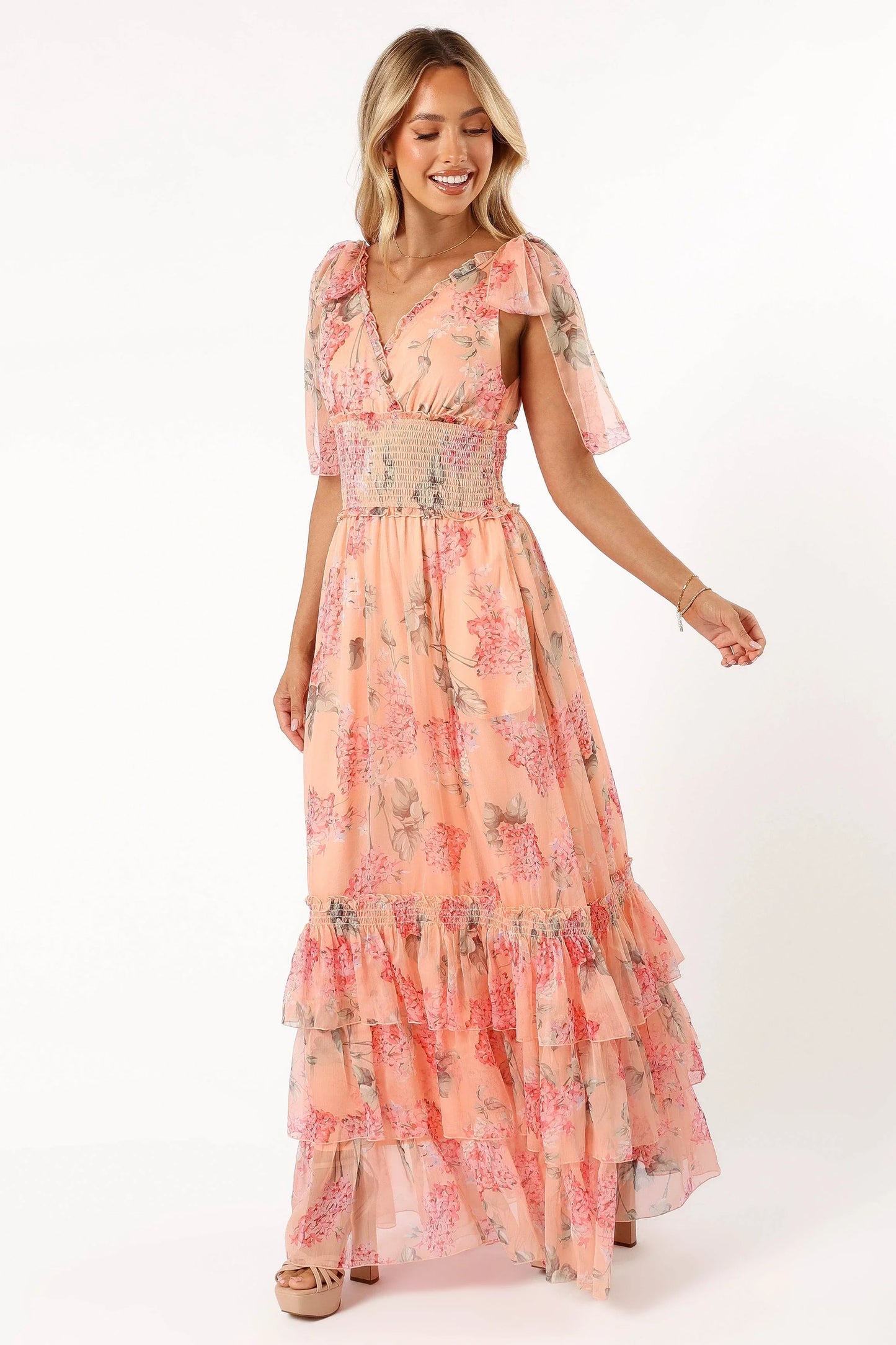 Fionna Maxi Dress Peach Floral