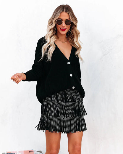 Zoie Studded Fringe Mini Skirt