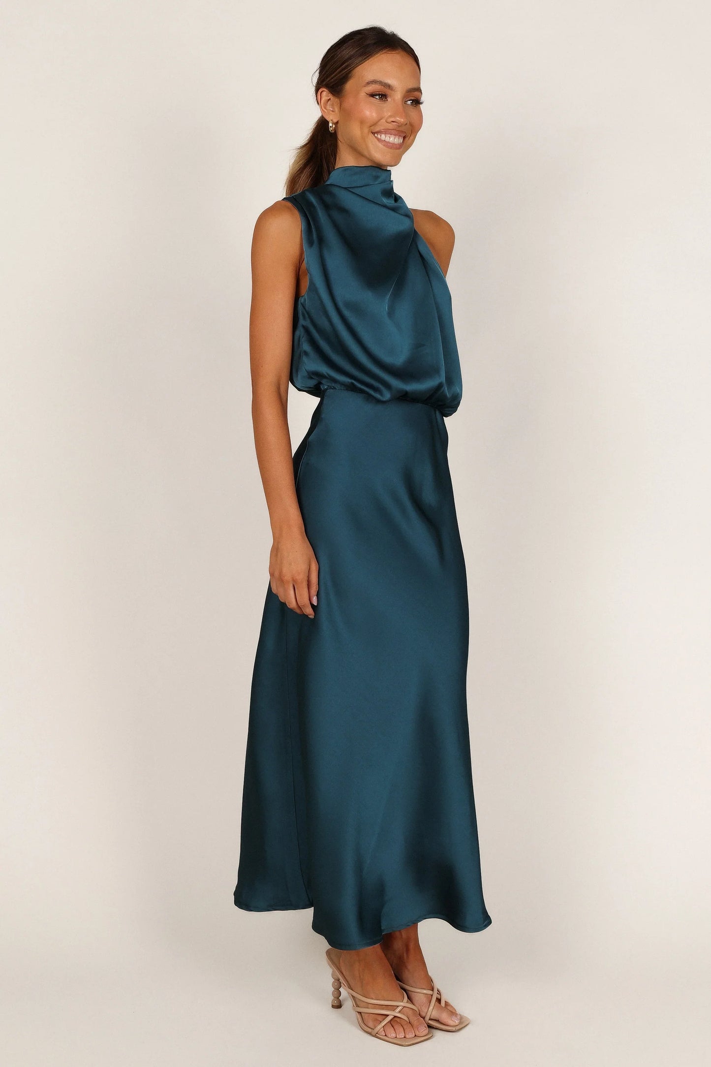 Anabelle Halter Neck Midi Dress Teal