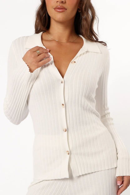 Aylia Ribbed Knit Set Off White