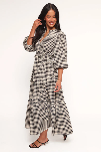 Dixon Maxi Dress Black Cream Gingham