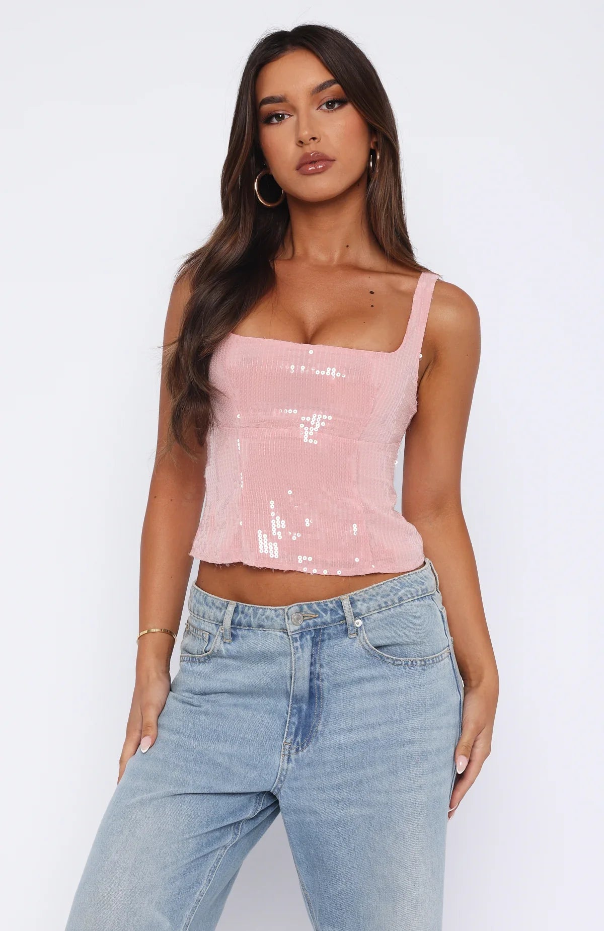 Cant Explain It Sequin Bustier Pink