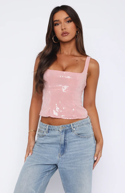 Cant Explain It Sequin Bustier Pink