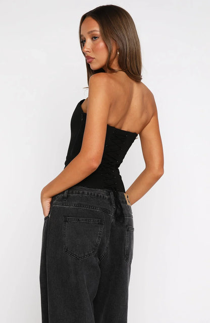 Bye Girl Strapless Bustier Black