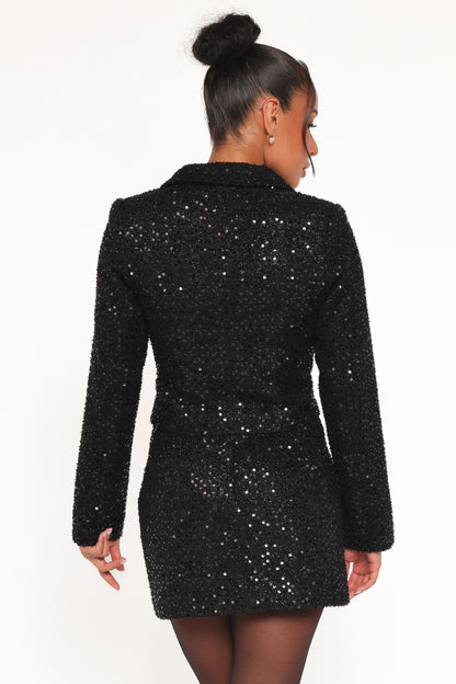 Valentina Tweed Sequins Mini Skirt Black