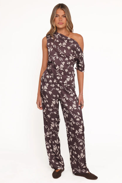 Romola Pant Brown Cream Floral