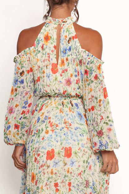 Hilary Pleated Maxi Dress Garden Floral