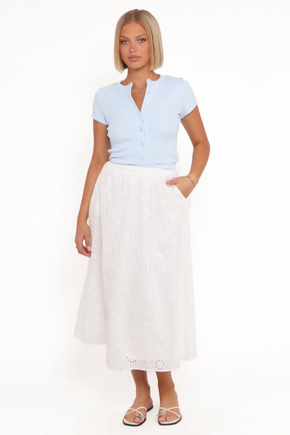 Sinead Eyelet Maxi Skirt White