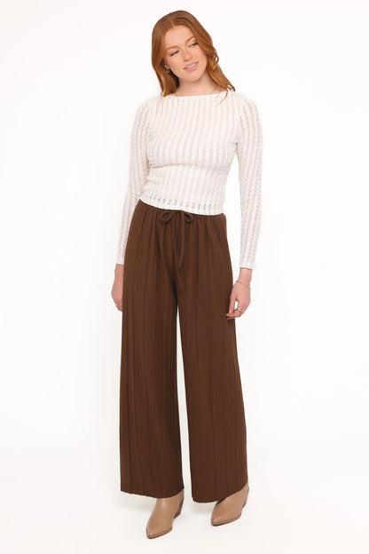 Davis Pleated Knit Pant Brown