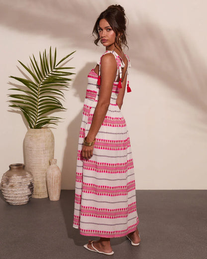 Sun Reverie Abstract Striped Maxi Dress