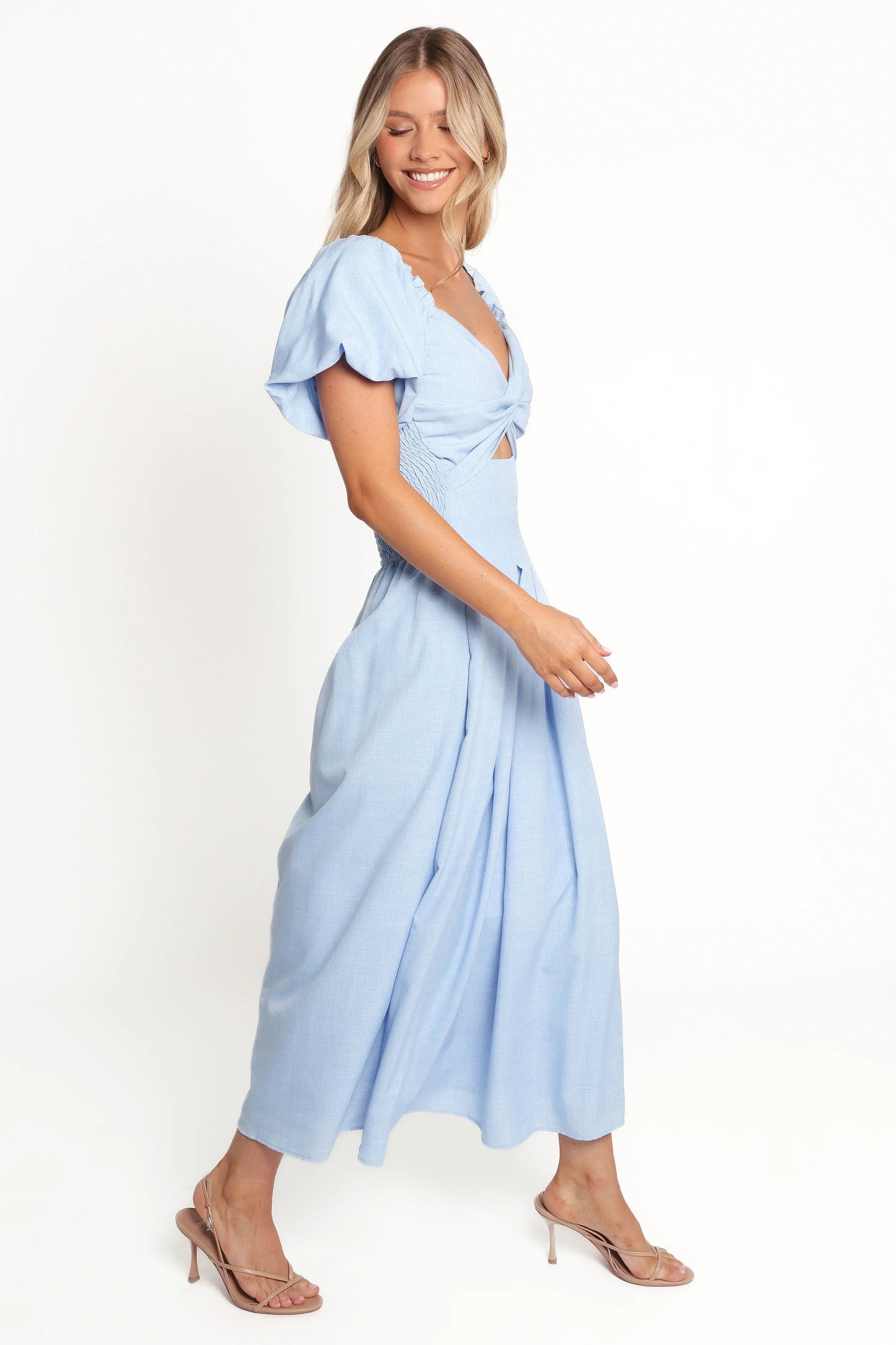 Cintra Puff Sleeve Maxi Dress Blue