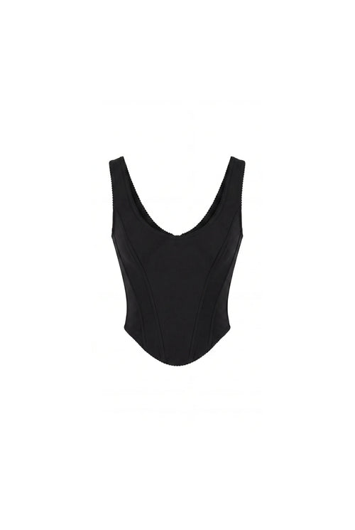Black corset in Italian mesh with a zipper