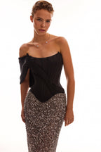Showstopper fully sequined silver fitted maxi skirt Midnight Walk