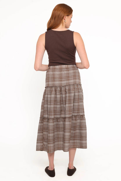Campbell Tiered Maxi Skirt Juno Check