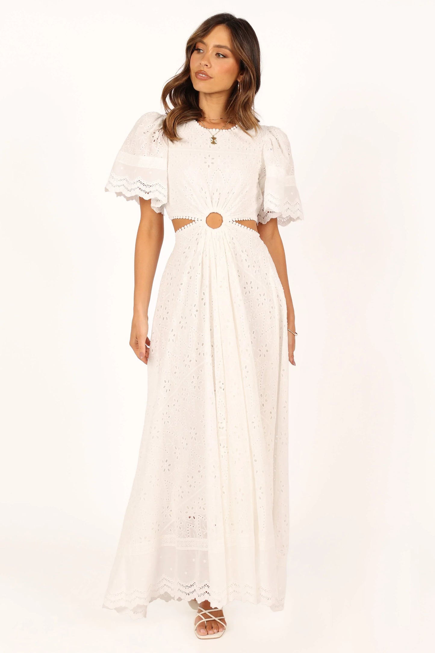 Merletto Cut Out Maxi Dress White