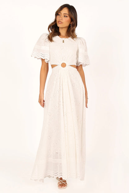 Merletto Cut Out Maxi Dress White