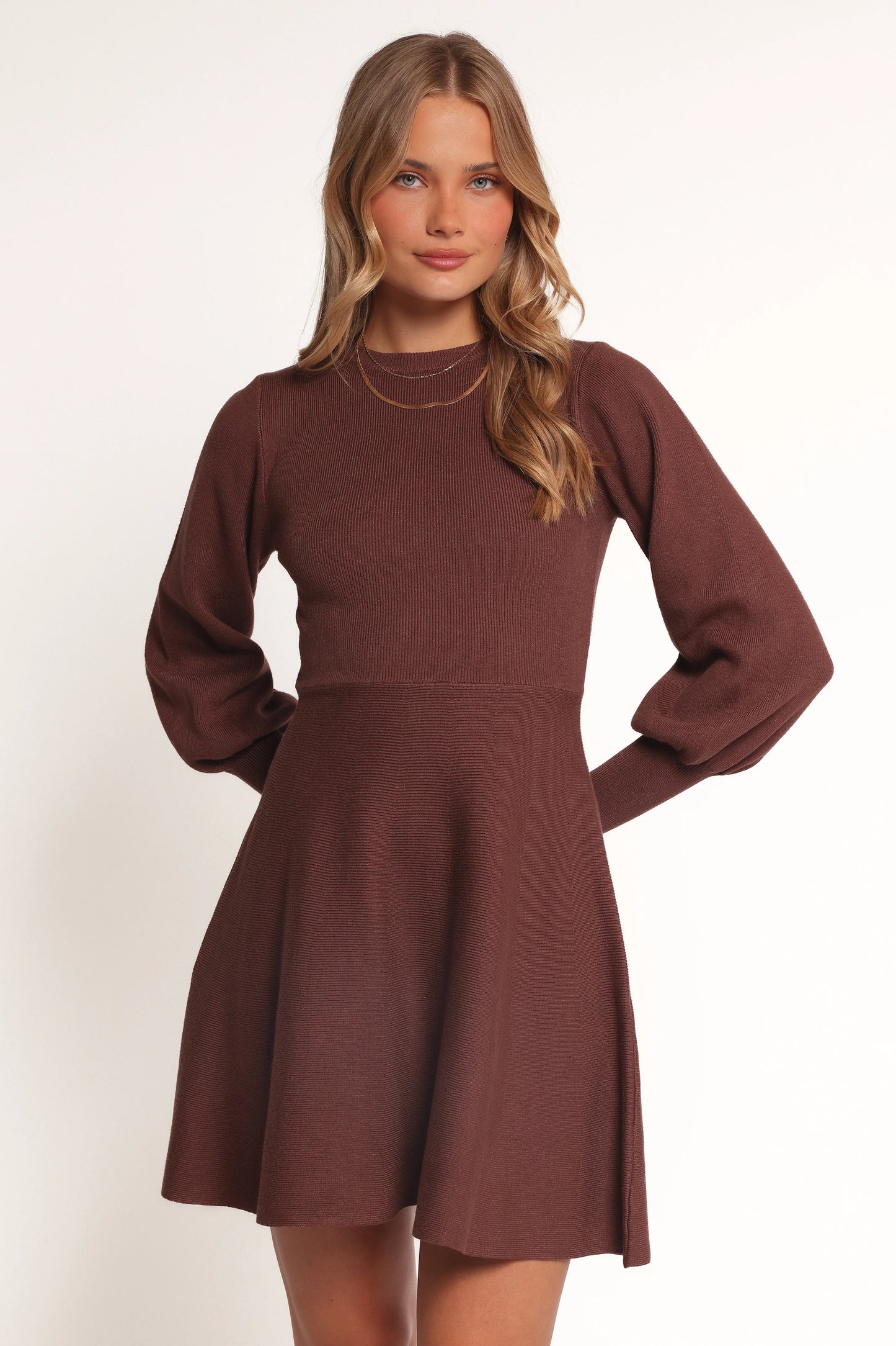 Gigi Long Sleeve Mini Dress Brown