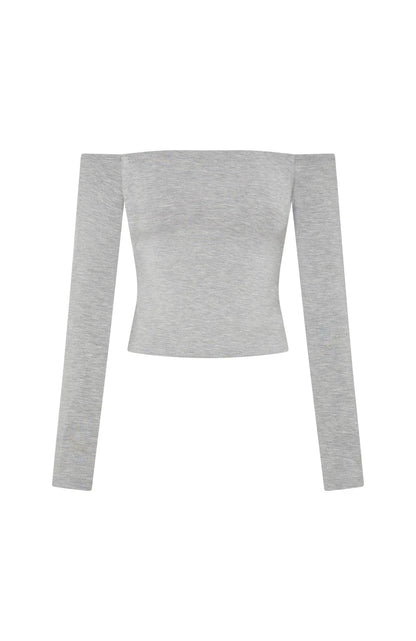 Mad For You Long Sleeve Top Grey Marle