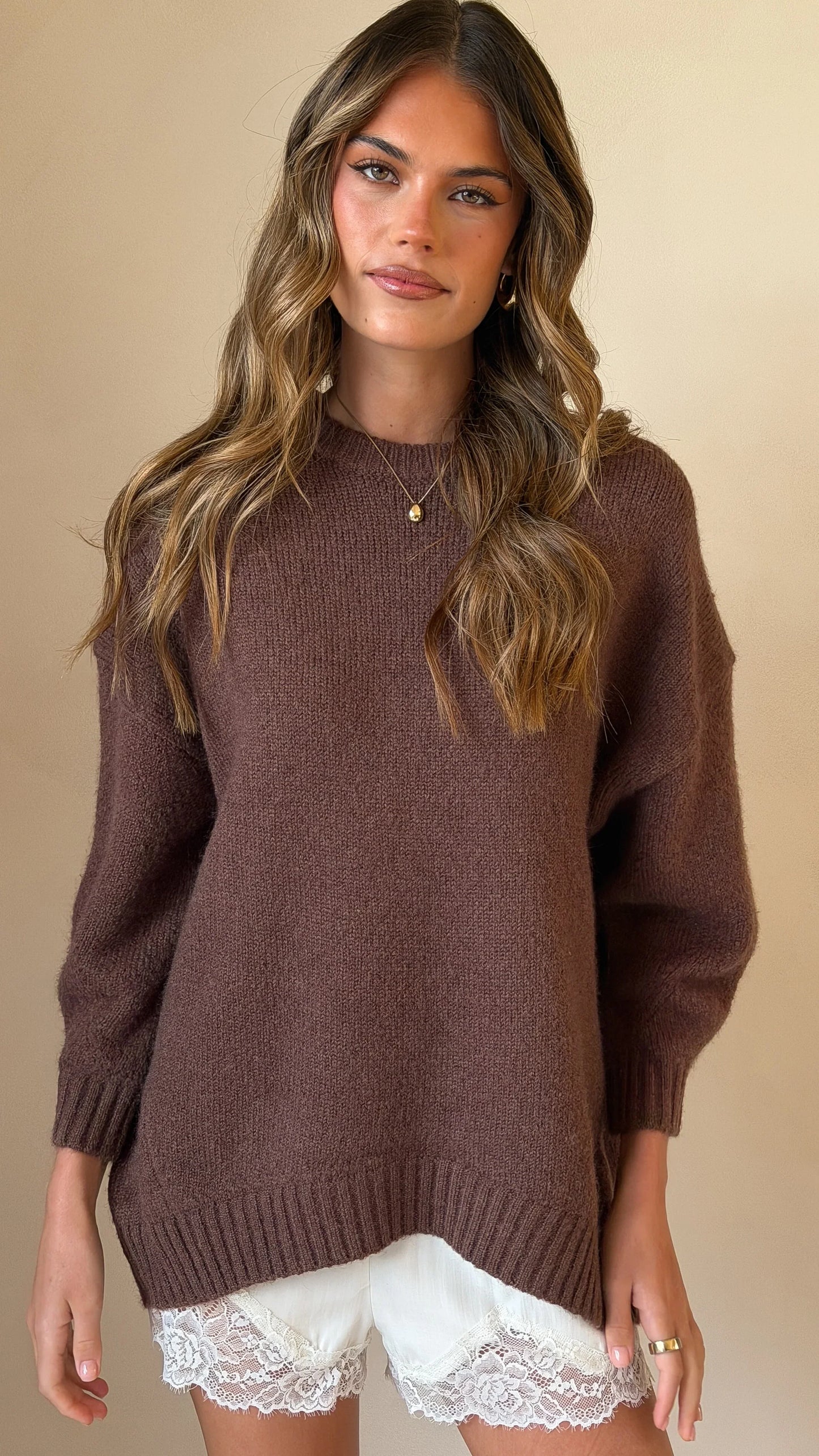 Belle Knit Sweater Brown