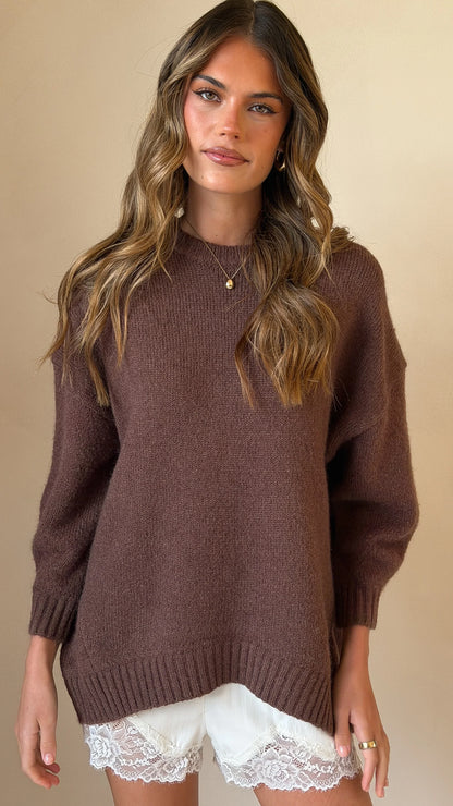 Belle Knit Sweater Brown