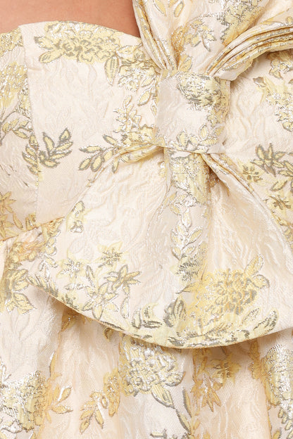 Betina Bow Front Maxi Dress Yellow Brocade