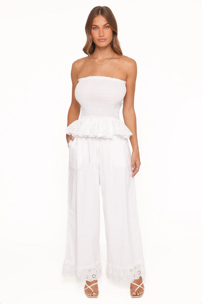 Stori Shirred Top White Broderie