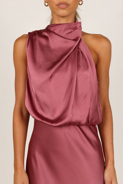 Anabelle Halter Neck Midi Dress Dusty Rose