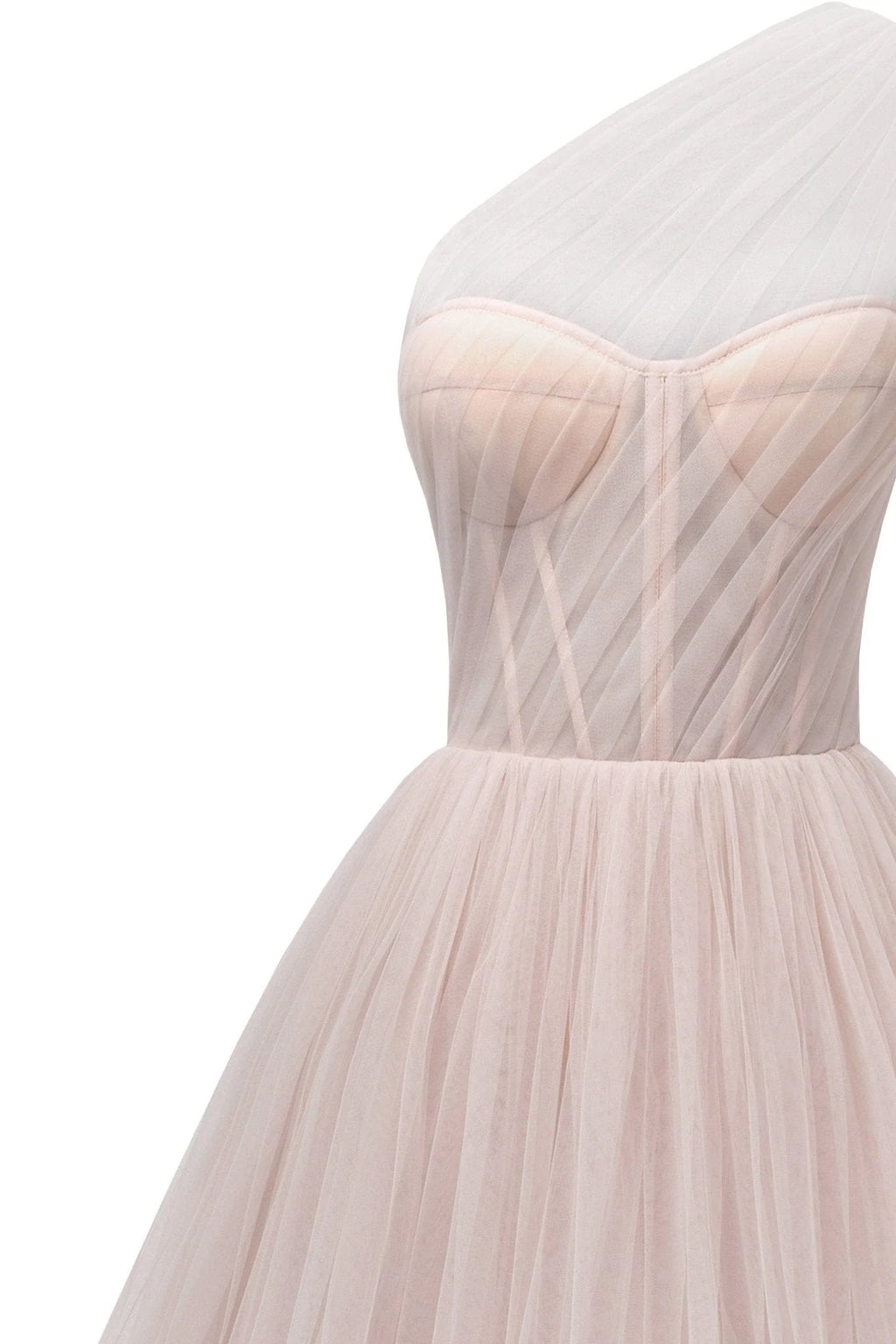 Misty Rose One Shoulder Cocktail Tulle Dress