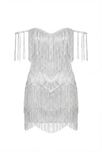 Ivory Mini Dress with Silver Fringe
