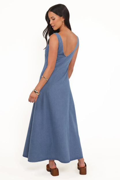 Odelia Denim Maxi Dress Indigo