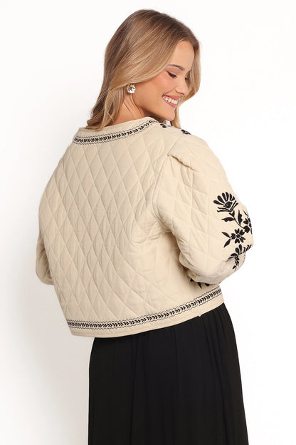 Vako Quilted Embroidered Jacket Light Taupe
