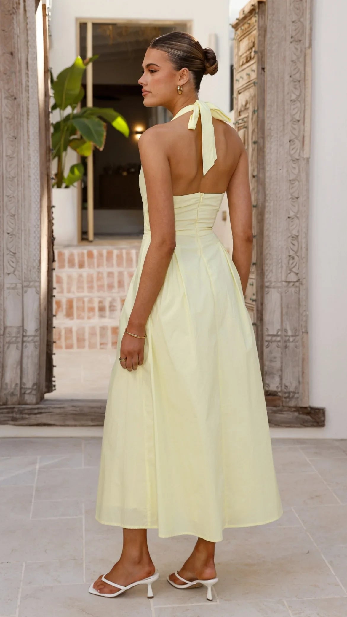 Wesley Halter Neck Maxi Dress Yellow