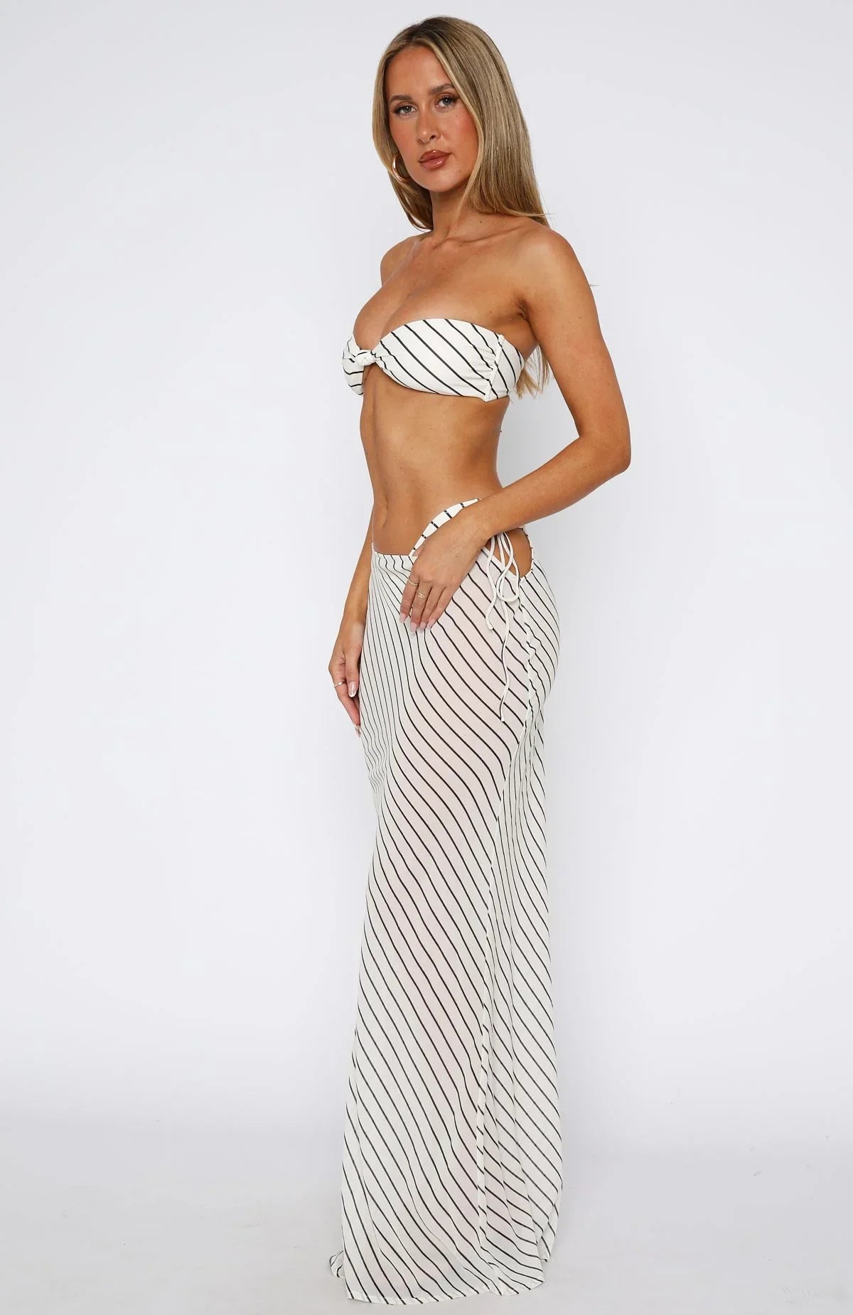 Luminous Maxi Skirt Cream Choc Stripe