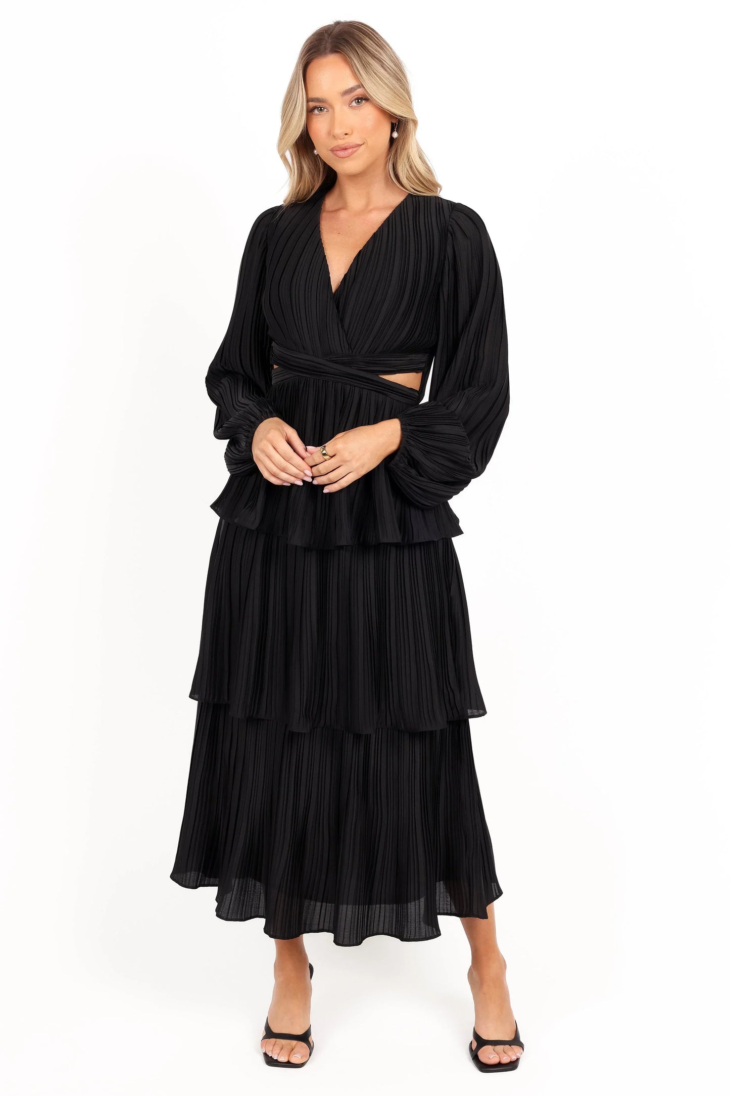 PIppa Long SLeeve Midi Dress Black
