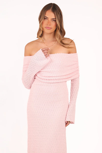 Wilma Off Shoulder Dress Pink