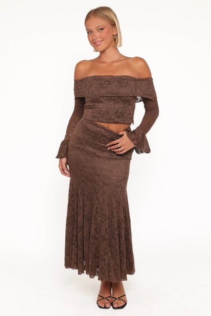 Bromley Lace Skirt Set Brown