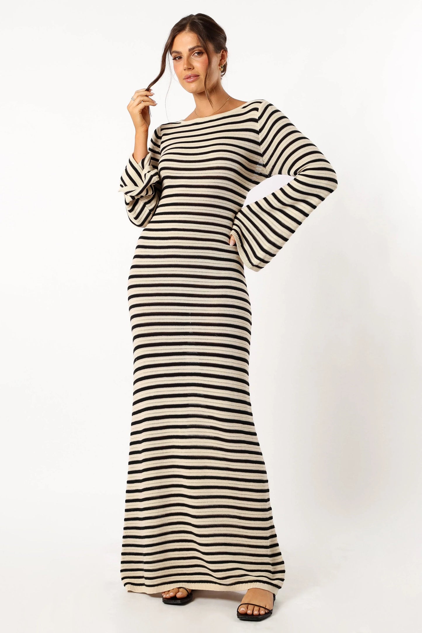 Cherie Knit Maxi Dress Sand Black