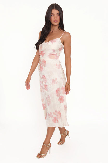 Sandrine Midi Dress Pink Floral
