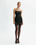 Fitted black lace mini dress