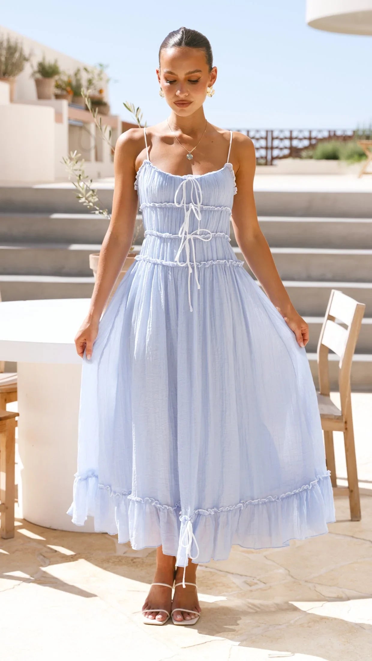 Halo Maxi Dress Blue White