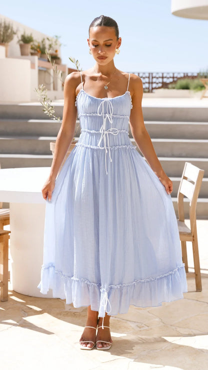 Halo Maxi Dress Blue White