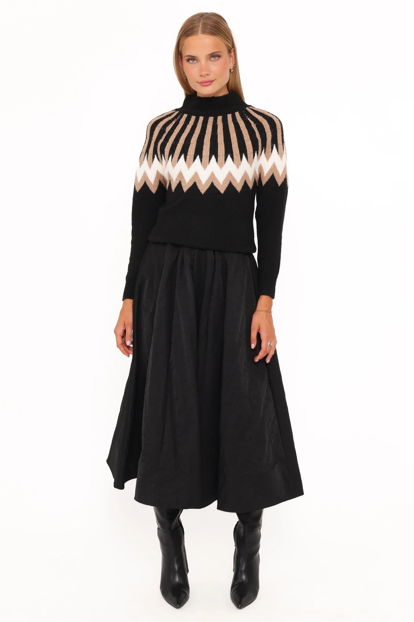 Donner Fairisle Mockneck Sweater Black