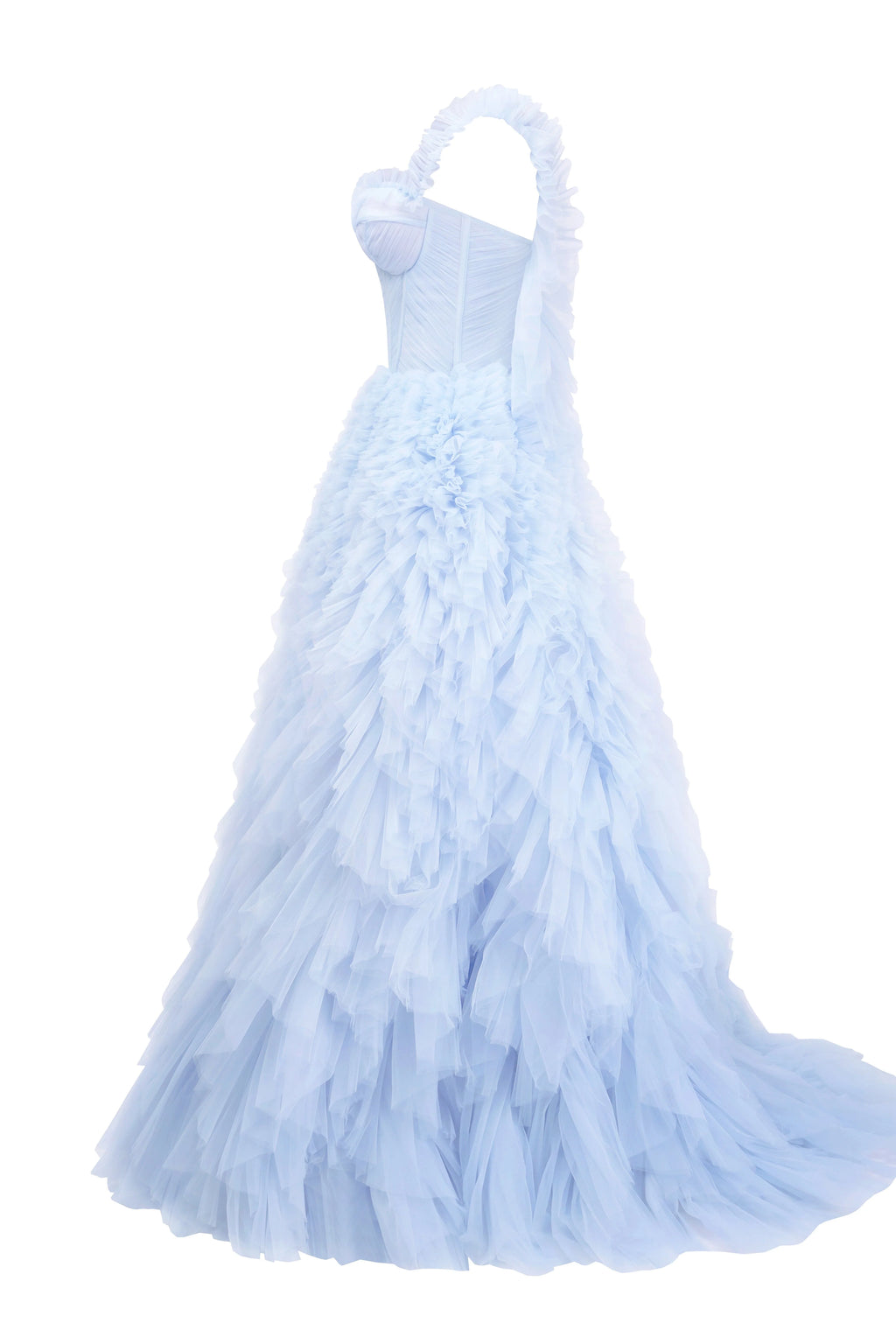 Light Blue All Ruffled Up Evening Simple Dress